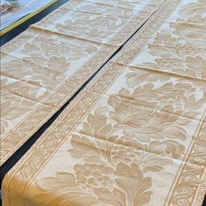 Elegant Tan damask Table Runner with floral pattern set of 2